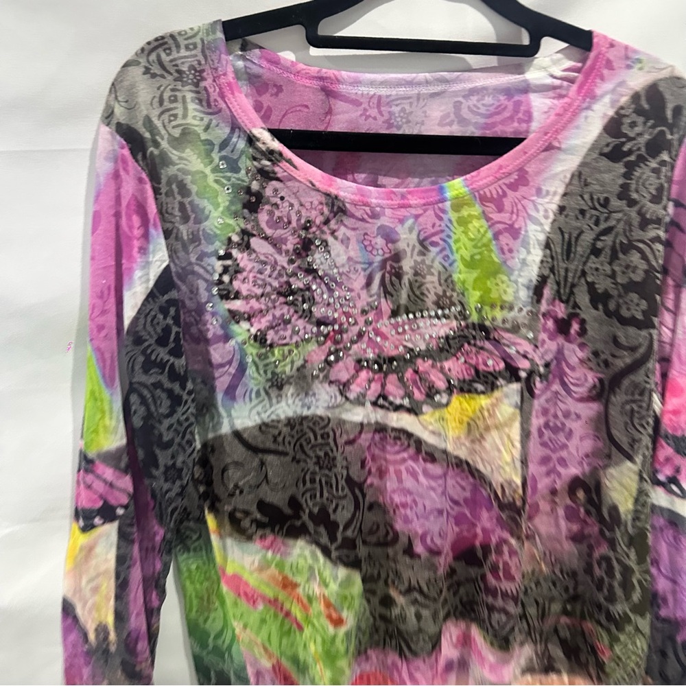 Abstract Mesh Long Sleeve Top - Picture 4 of 12